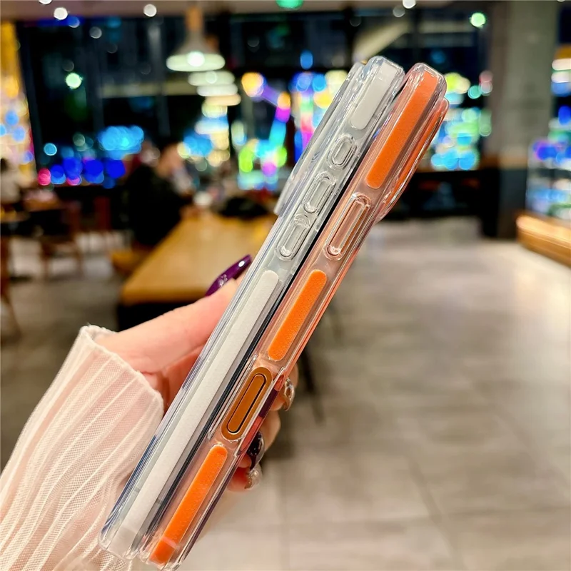 For iPhone 17 Pro Magnetic Case Clear PC TPU TPE Shockproof Cover Compatible with MagSafe - Orange