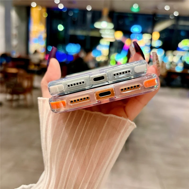 For iPhone 17 Pro Magnetic Case Clear PC TPU TPE Shockproof Cover Compatible with MagSafe - Orange