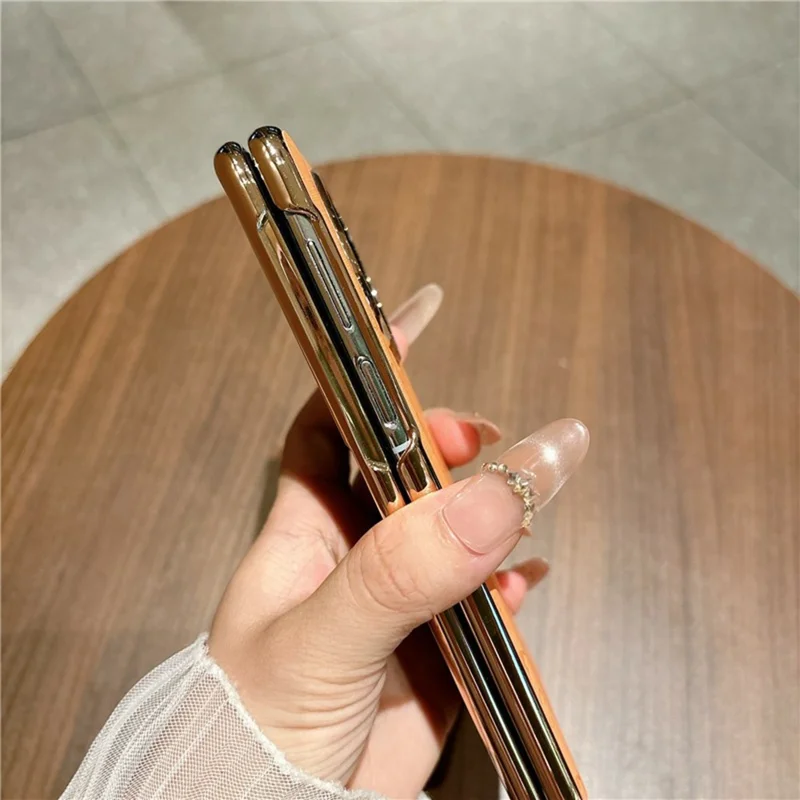 For Huawei Mate X5 Case Horse Pattern Electroplating Frame PU Leather PC Phone Cover - Gold