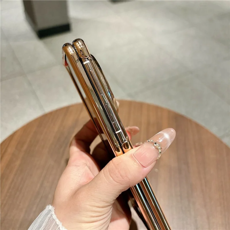 For Huawei Mate X6 Case Horse Pattern Electroplating Frame PU Leather PC Phone Cover - Gold