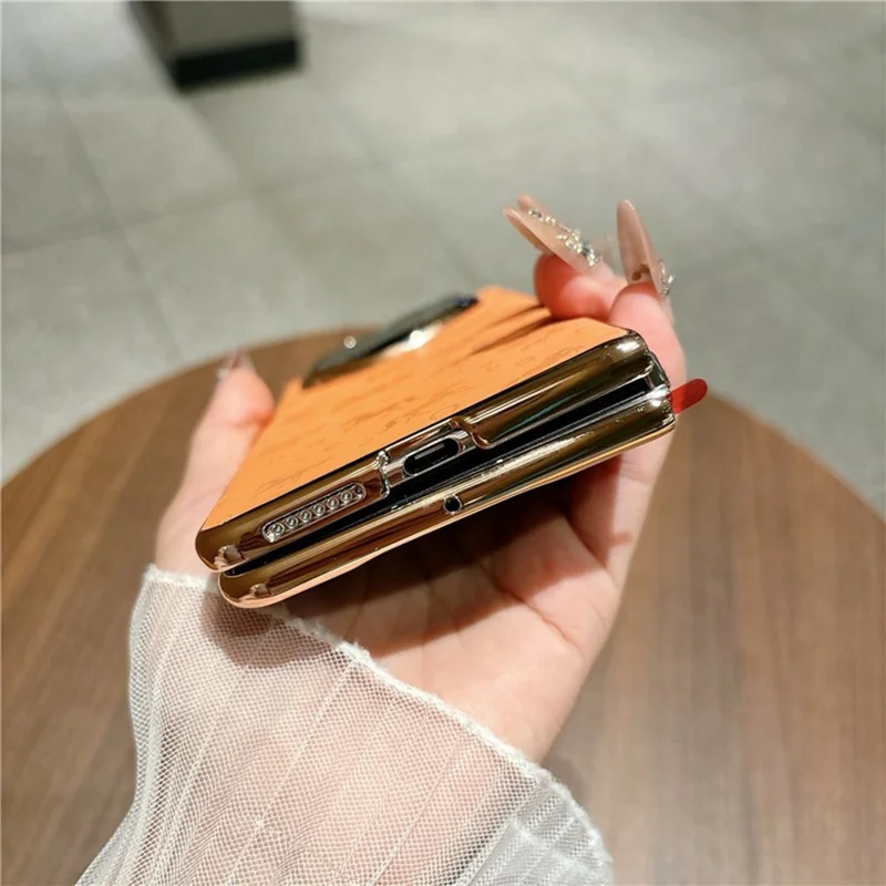 For Huawei Mate X6 Case Horse Pattern Electroplating Frame PU Leather PC Phone Cover - Gold