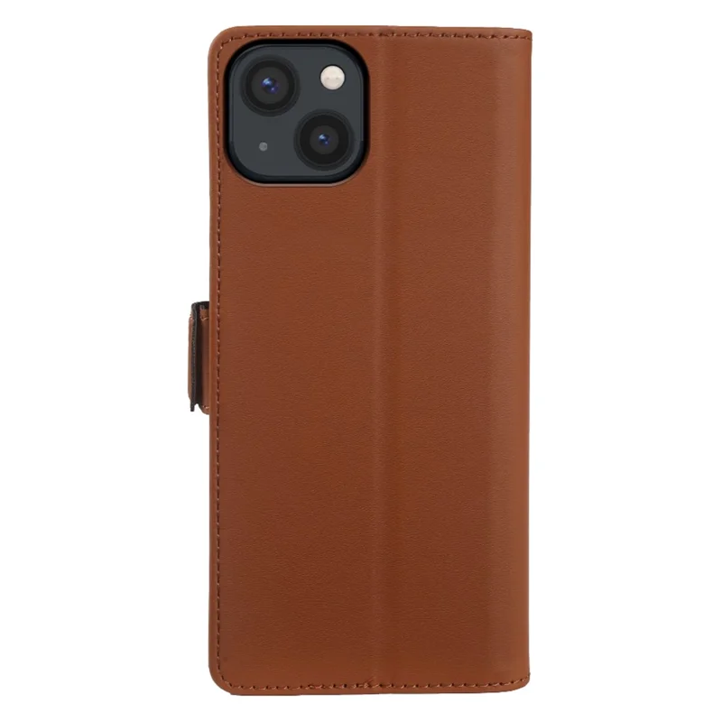 For iPhone 13 Leather Case Wallet Stand TPU + PU Skin-touch Cover - Brown