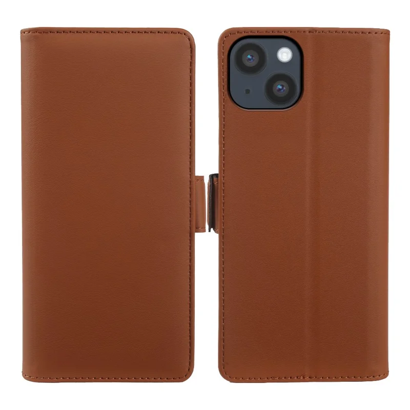For iPhone 14 Plus Leather Case Wallet Stand TPU + PU Skin-touch Cover - Brown