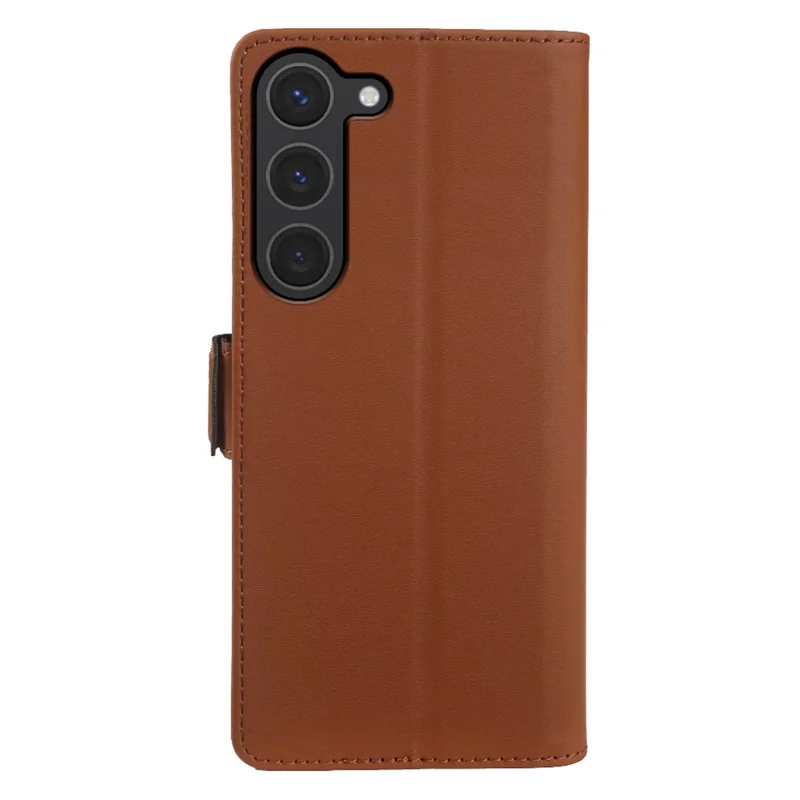 For Samsung Galaxy S23 Leather Case Wallet Stand TPU + PU Skin-touch Cover - Brown
