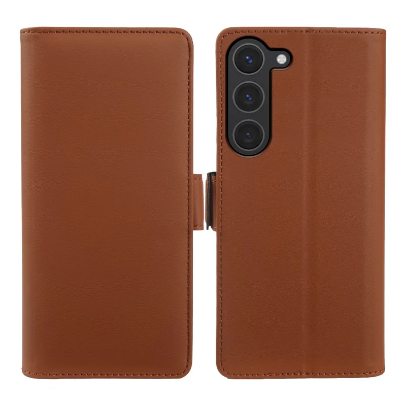 For Samsung Galaxy S23 Leather Case Wallet Stand TPU + PU Skin-touch Cover - Brown