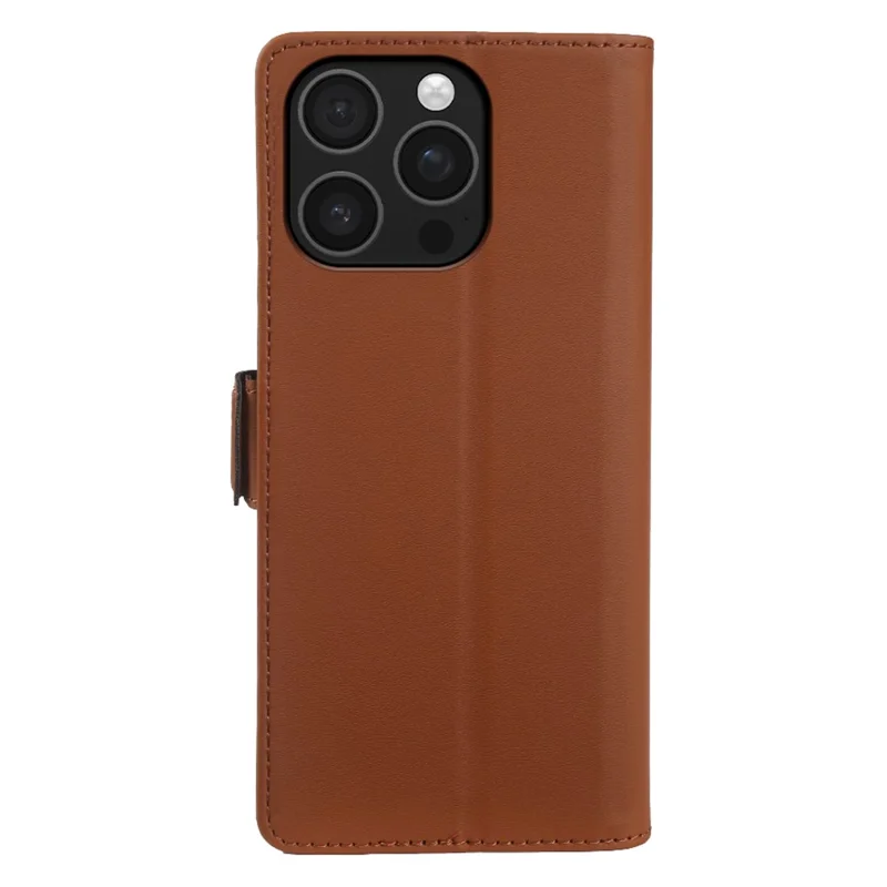 For iPhone 16 Pro Leather Case Wallet Stand TPU + PU Skin-touch Cover - Brown