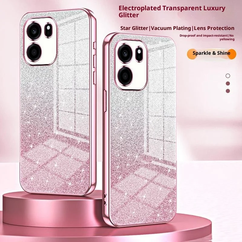 For OnePlus Turbo 6V 5G Case Electroplating Gradient Glitter TPU Phone Cover - Pink