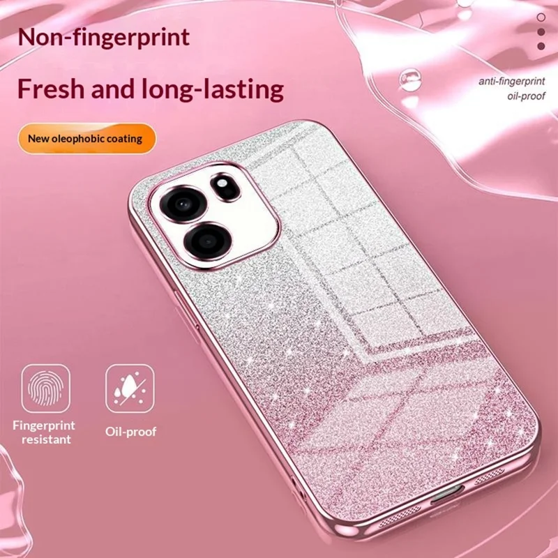 For OnePlus Turbo 6V 5G Case Electroplating Gradient Glitter TPU Phone Cover - Pink