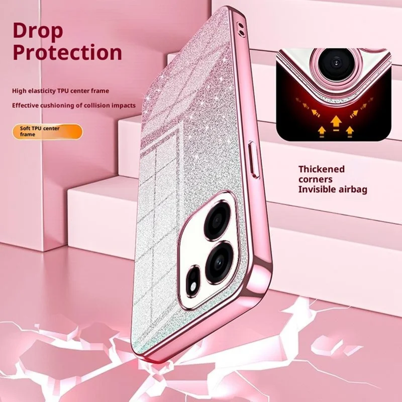 For OnePlus Turbo 6V 5G Case Electroplating Gradient Glitter TPU Phone Cover - Pink