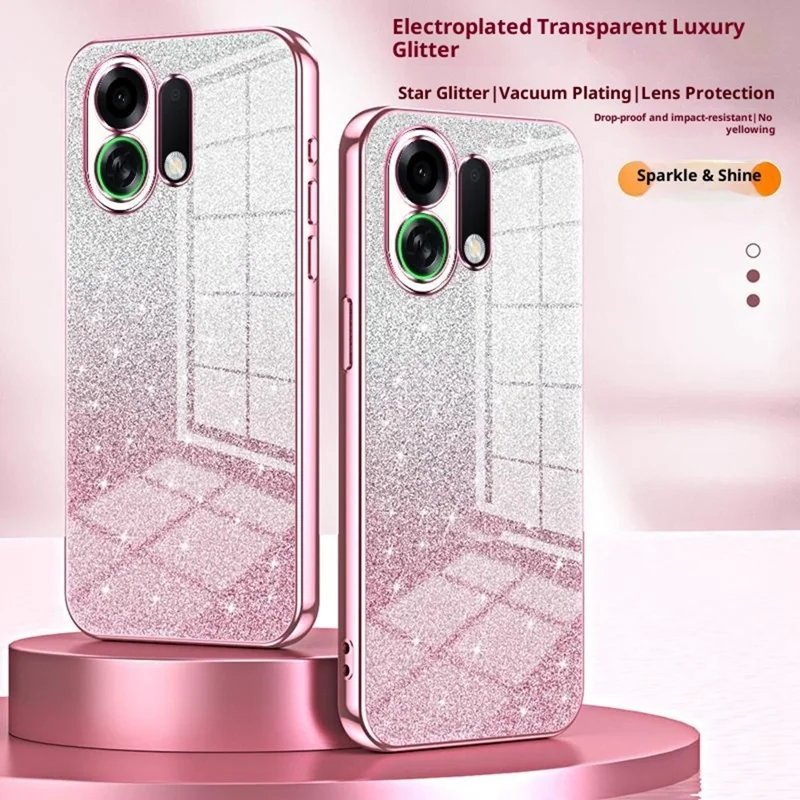 For Oppo K13 Turbo Pro 5G Case Electroplating Gradient Glitter TPU Phone Cover - Pink