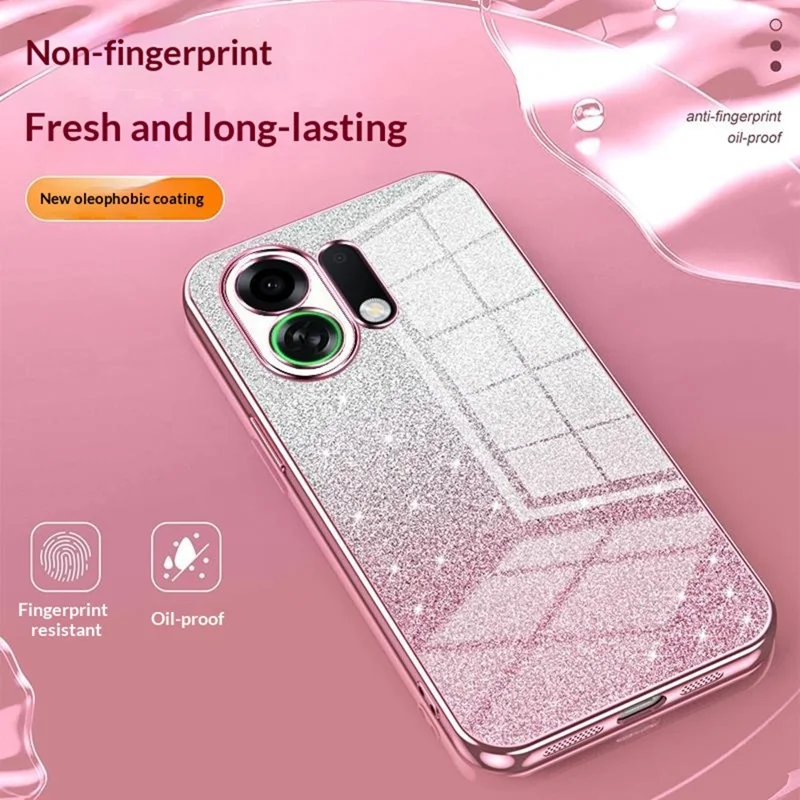 For Oppo K13 Turbo Pro 5G Case Electroplating Gradient Glitter TPU Phone Cover - Pink
