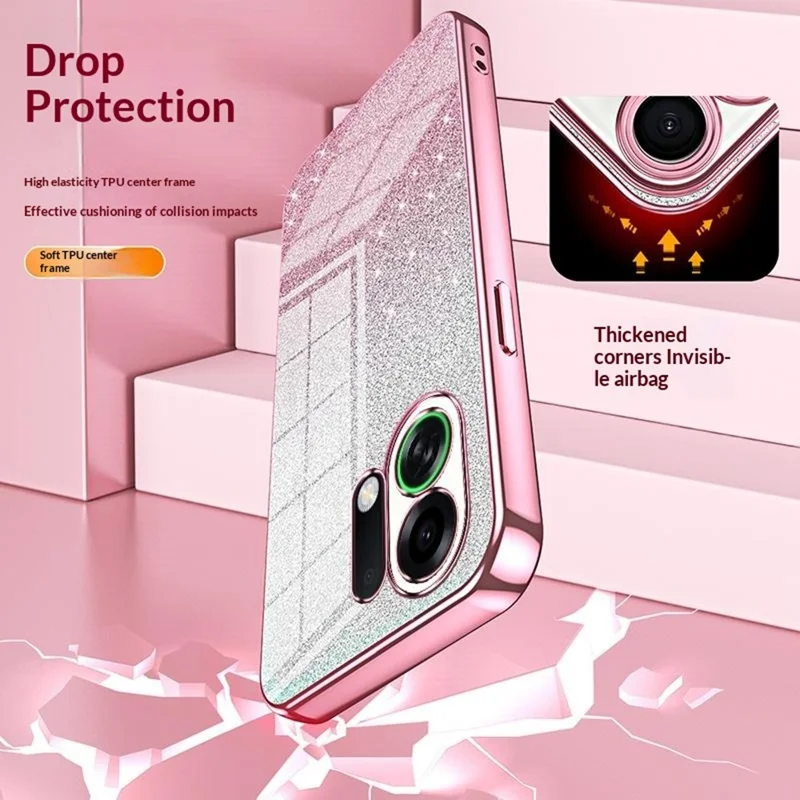 For Oppo K13 Turbo Pro 5G Case Electroplating Gradient Glitter TPU Phone Cover - Pink