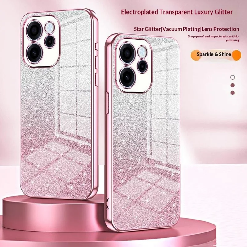 For Oppo Reno15 FS 5G Case Electroplating Gradient Glitter TPU Phone Cover - Pink
