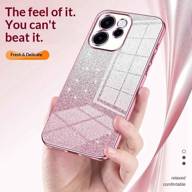 For Oppo Reno15 FS 5G Case Electroplating Gradient Glitter TPU Phone Cover - Pink