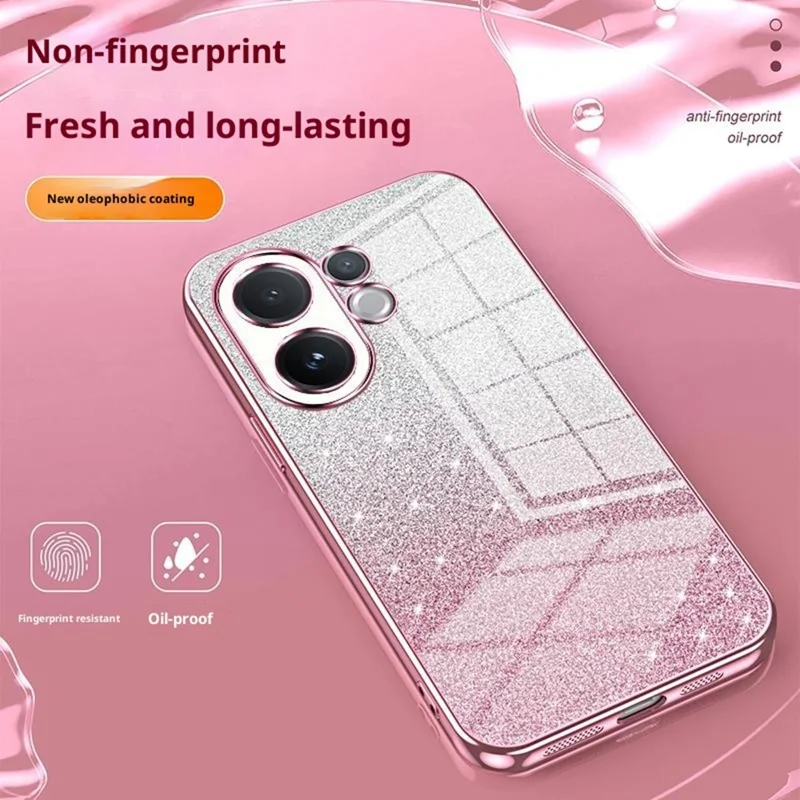 For vivo V60 5G Case Electroplating Gradient Glitter TPU Phone Cover - Pink
