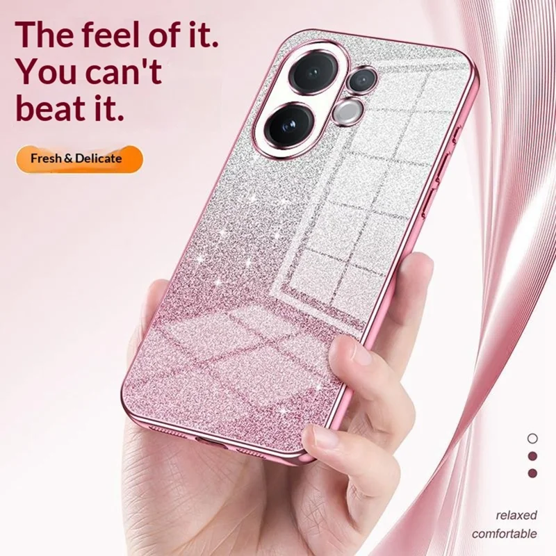 For vivo V60 5G Case Electroplating Gradient Glitter TPU Phone Cover - Pink