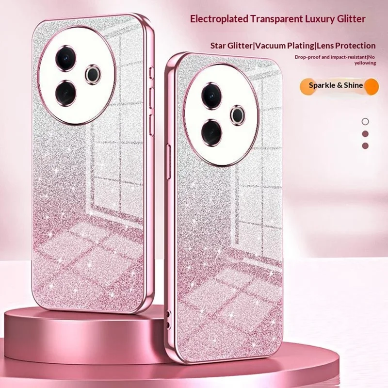 For vivo Y39 5G Case Electroplating Gradient Glitter TPU Phone Cover - Pink