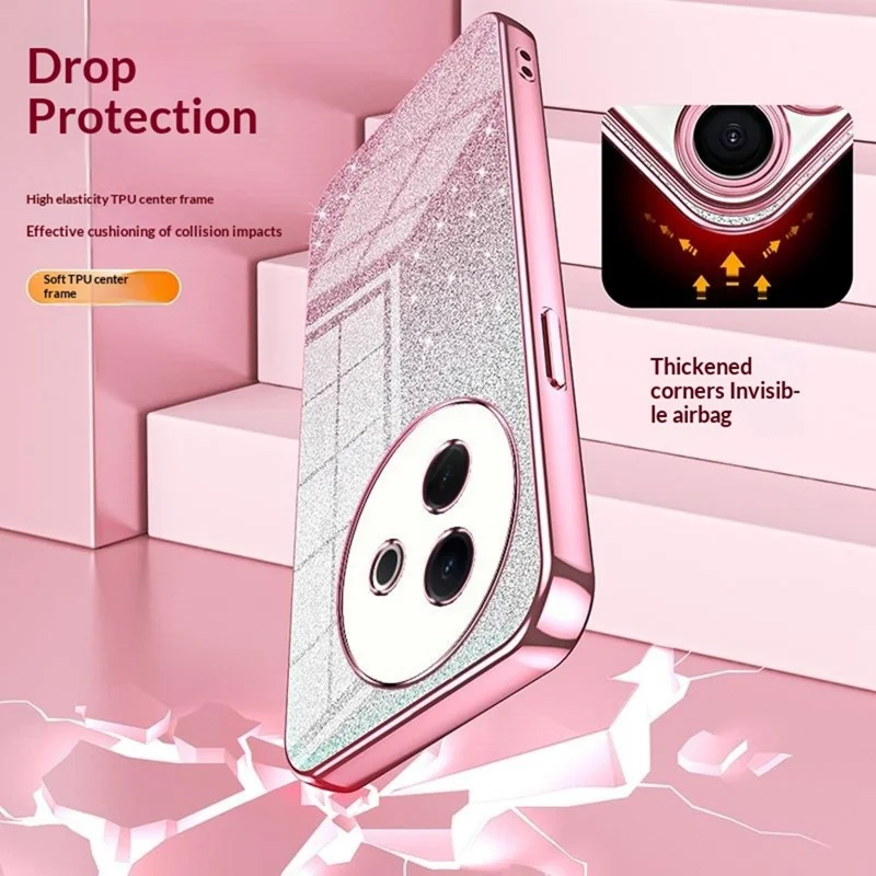 For vivo Y39 5G Case Electroplating Gradient Glitter TPU Phone Cover - Pink