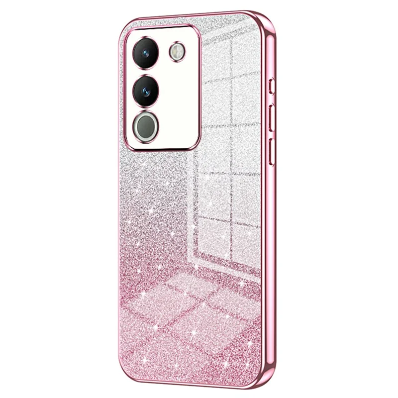 For vivo Y400 5G Case Electroplating Gradient Glitter TPU Phone Cover - Pink