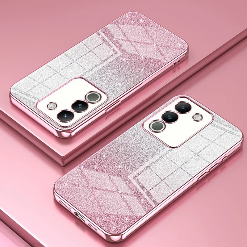 For vivo Y400 5G Case Electroplating Gradient Glitter TPU Phone Cover - Pink