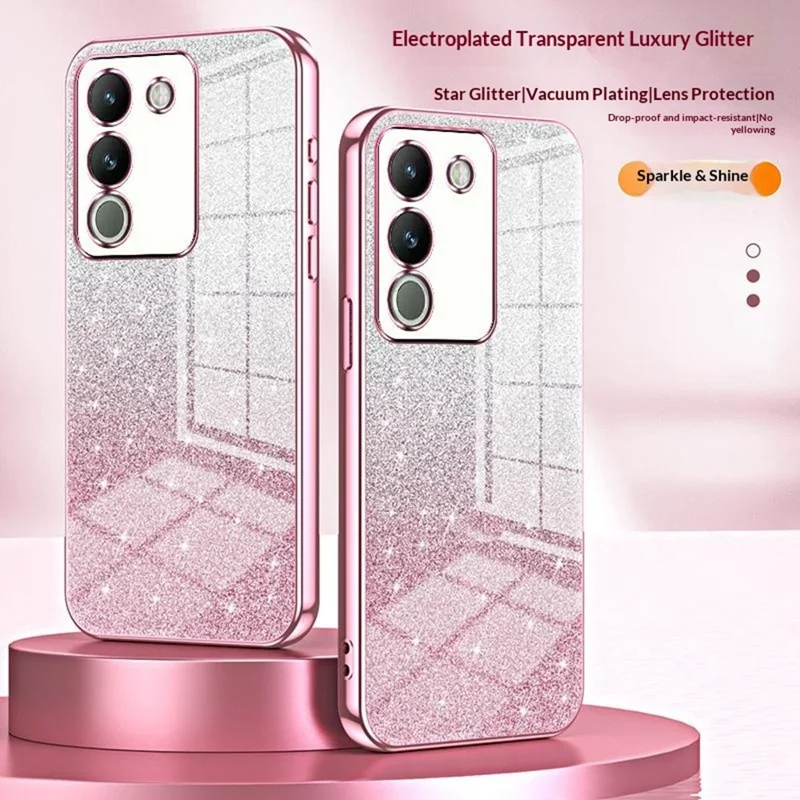 For vivo Y400 5G Case Electroplating Gradient Glitter TPU Phone Cover - Pink