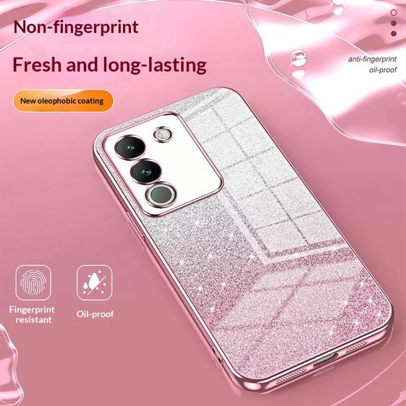 For vivo Y400 5G Case Electroplating Gradient Glitter TPU Phone Cover - Pink