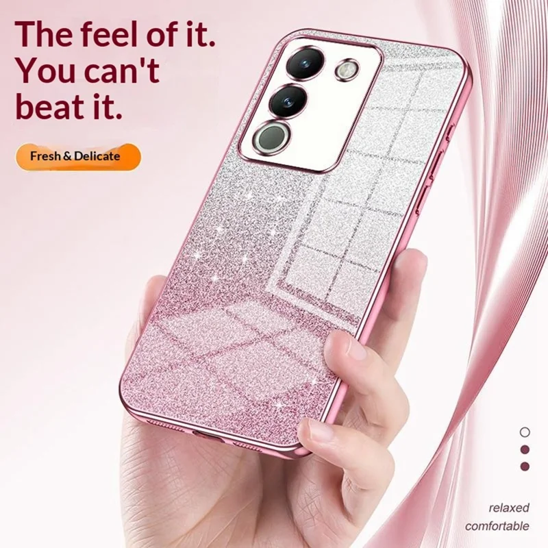 For vivo Y400 5G Case Electroplating Gradient Glitter TPU Phone Cover - Pink
