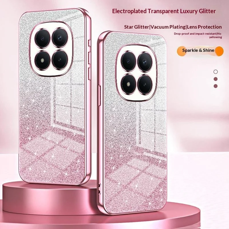 For Xiaomi Redmi Note 15 Pro 4G (Global) Case Electroplating Gradient Glitter TPU Phone Cover - Pink