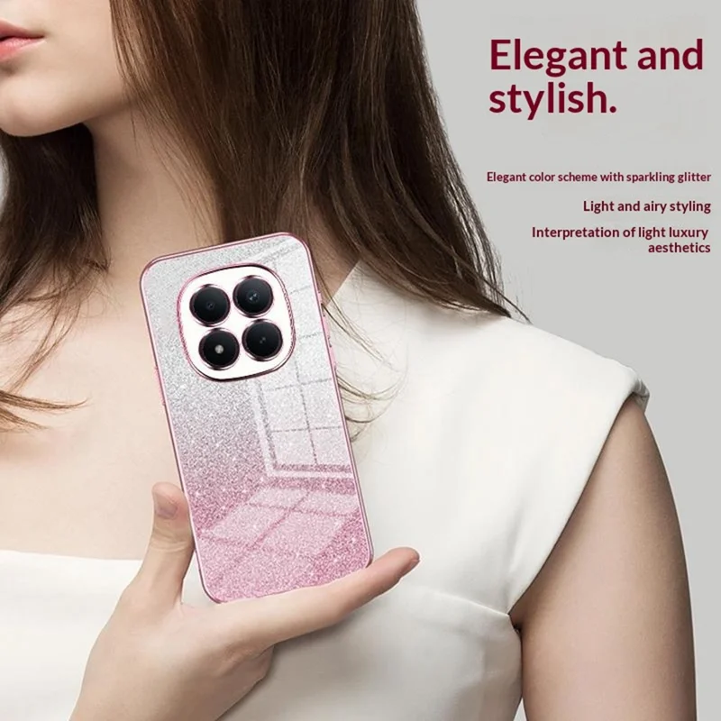 For Xiaomi Redmi Note 15 Pro 4G (Global) Case Electroplating Gradient Glitter TPU Phone Cover - Pink
