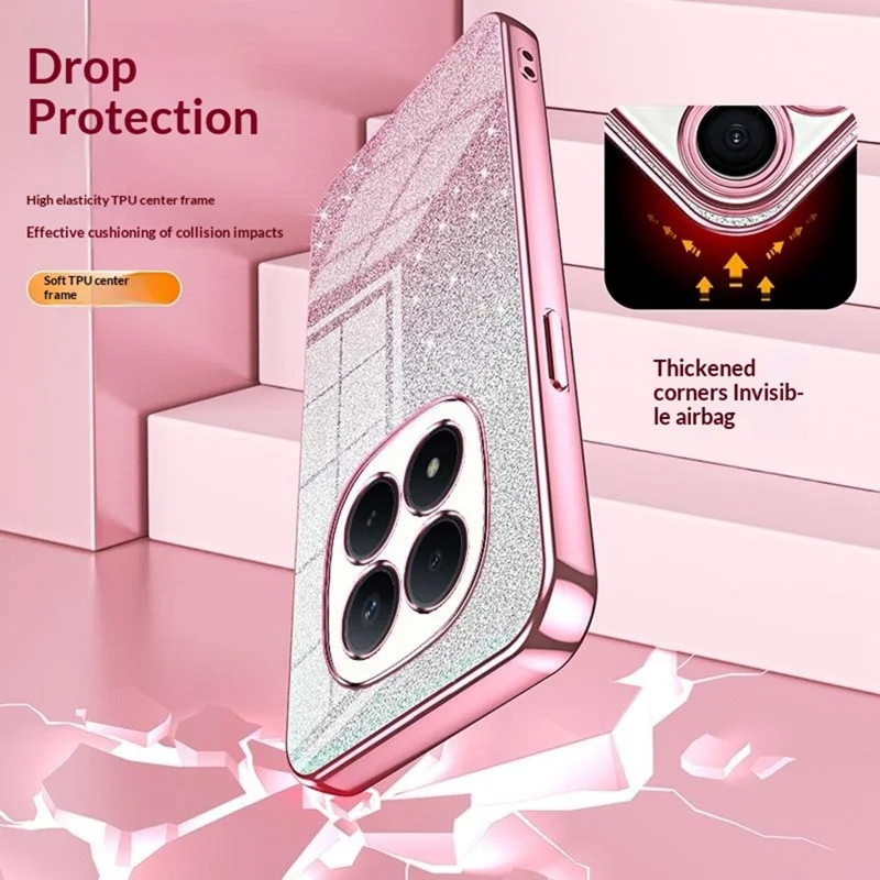 For Xiaomi Redmi Note 15 Pro 4G (Global) Case Electroplating Gradient Glitter TPU Phone Cover - Pink