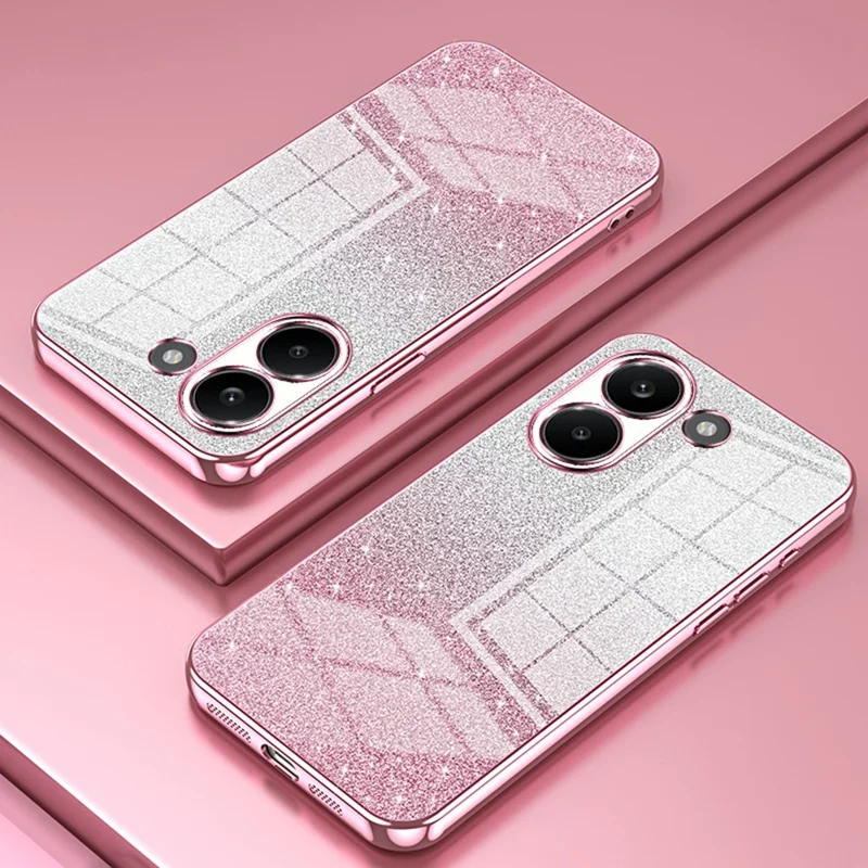 Case For Xiaomi Poco X8 Pro 5G  /  Redmi Turbo 5 5G Electroplating Gradient Glitter TPU Phone Cover - Pink