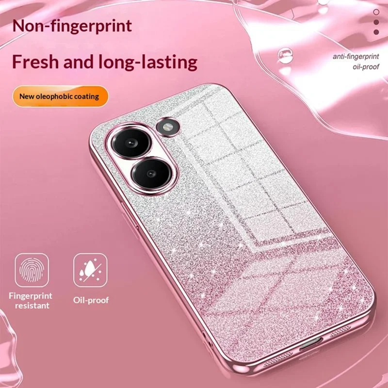 Case For Xiaomi Poco X8 Pro 5G  /  Redmi Turbo 5 5G Electroplating Gradient Glitter TPU Phone Cover - Pink