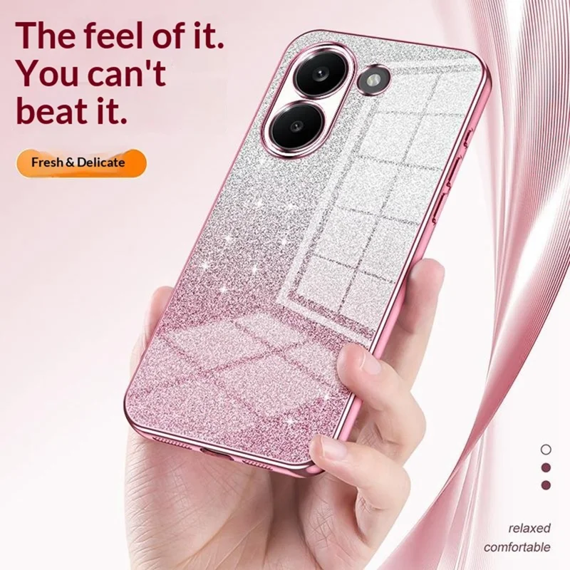 Case For Xiaomi Poco X8 Pro 5G  /  Redmi Turbo 5 5G Electroplating Gradient Glitter TPU Phone Cover - Pink