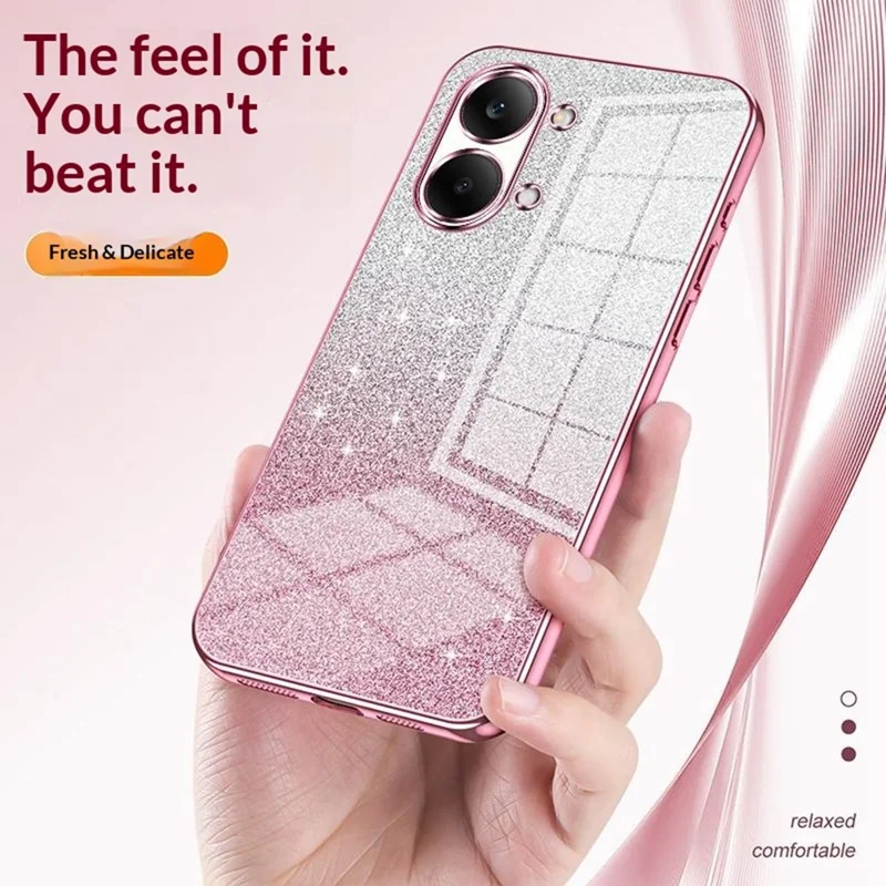 Case For Xiaomi Poco X8 Pro Max 5G  /  Redmi Turbo 5 Max 5G Electroplating Gradient Glitter TPU Phone Cover - Pink