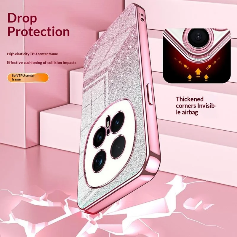 For Honor Magic8 Pro 5G Case Electroplating Gradient Glitter TPU Phone Cover - Pink