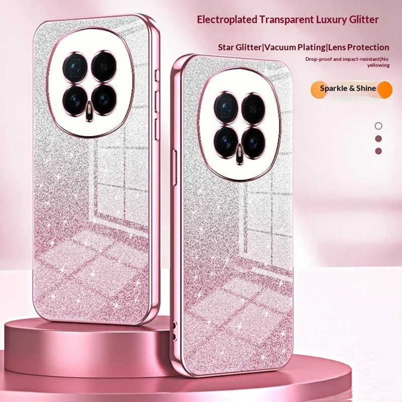 For Honor Magic8 5G Case Electroplating Gradient Glitter TPU Phone Cover - Pink