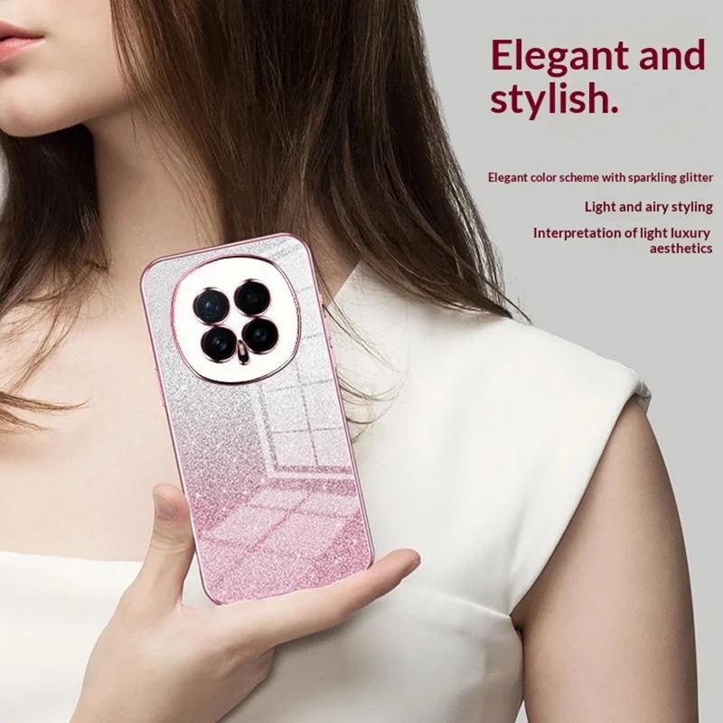 For Honor Magic8 5G Case Electroplating Gradient Glitter TPU Phone Cover - Pink