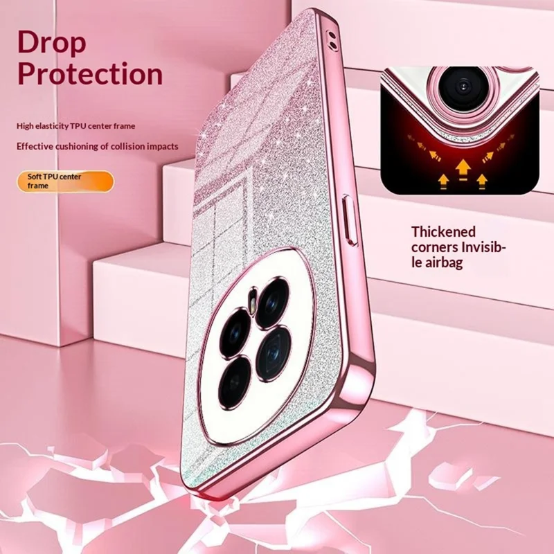 For Honor Magic8 5G Case Electroplating Gradient Glitter TPU Phone Cover - Pink