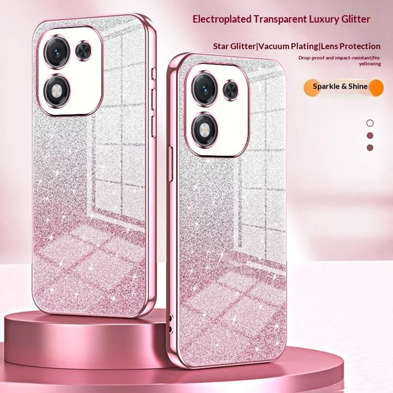 For Honor X70i Case Electroplating Gradient Glitter TPU Phone Cover - Pink