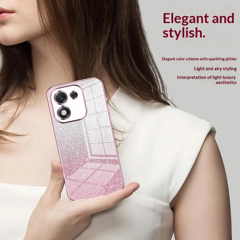 For Honor X70i Case Electroplating Gradient Glitter TPU Phone Cover - Pink