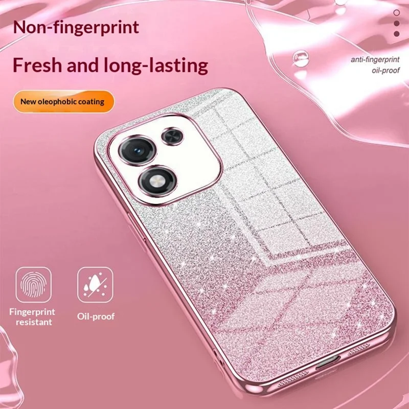 For Honor X70i Case Electroplating Gradient Glitter TPU Phone Cover - Pink