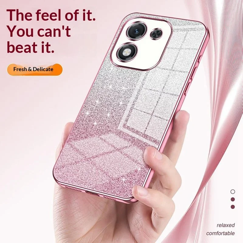 For Honor X70i Case Electroplating Gradient Glitter TPU Phone Cover - Pink