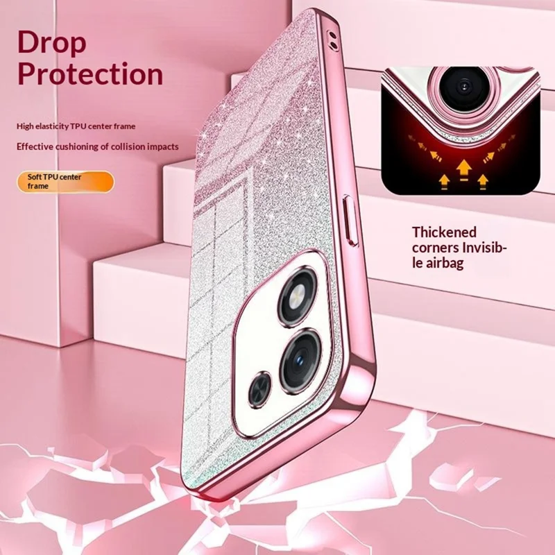 For Honor X70i Case Electroplating Gradient Glitter TPU Phone Cover - Pink