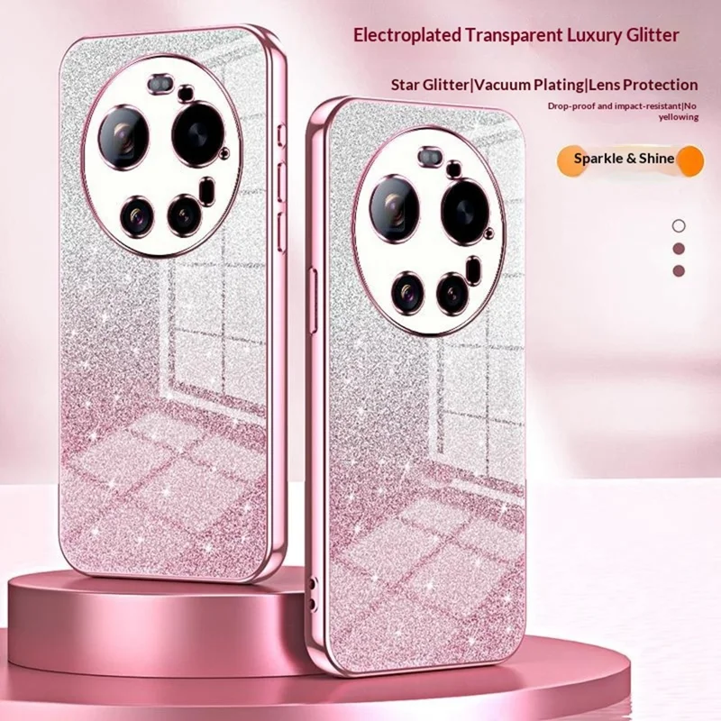 For Xiaomi 17 Ultra 5G Case Electroplating Gradient Glitter TPU Phone Cover - Pink