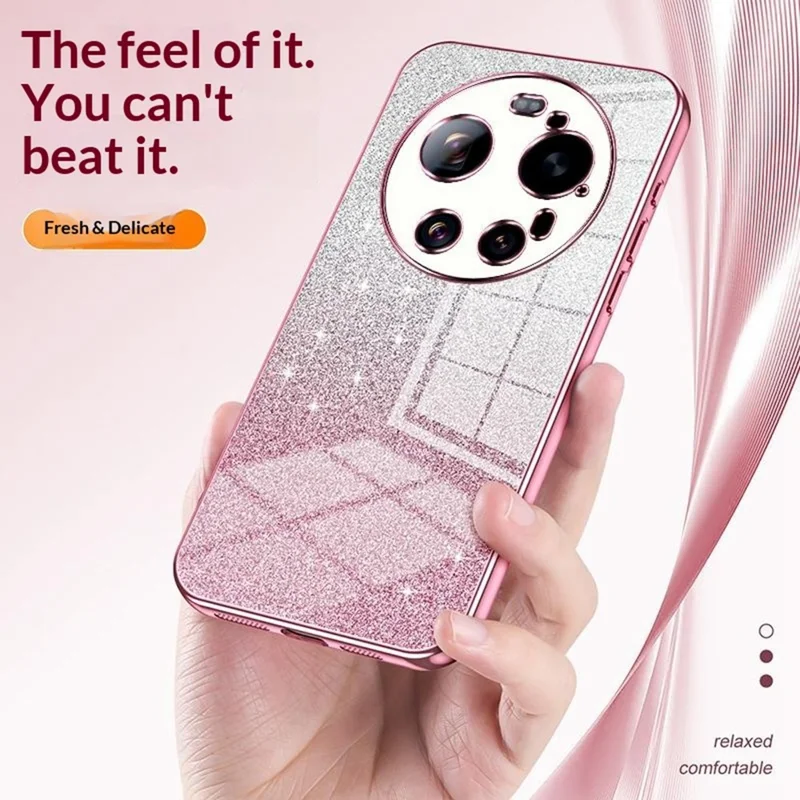 For Xiaomi 17 Ultra 5G Case Electroplating Gradient Glitter TPU Phone Cover - Pink