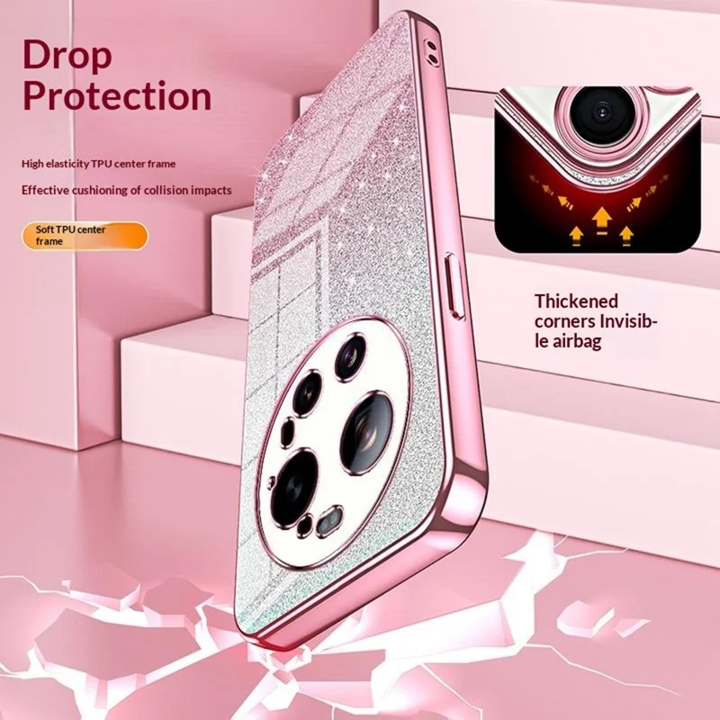For Xiaomi 17 Ultra 5G Case Electroplating Gradient Glitter TPU Phone Cover - Pink