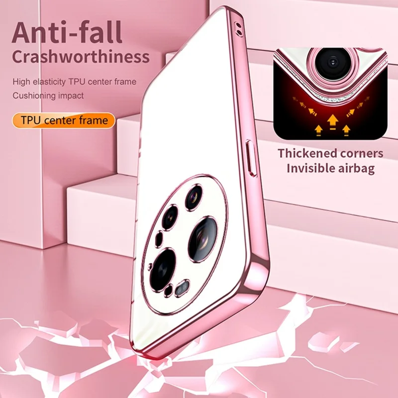 For Xiaomi 17 Ultra 5G Case Electroplating Frame Soft TPU Phone Cover - Pink
