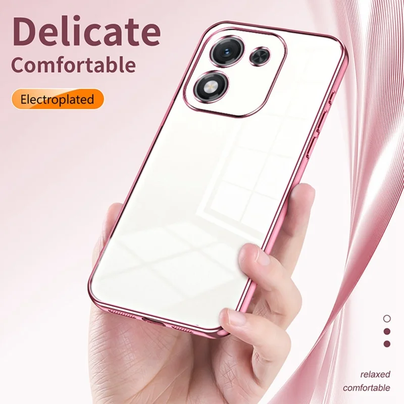For Honor X70i Case Electroplating Frame Soft TPU Phone Cover - Pink