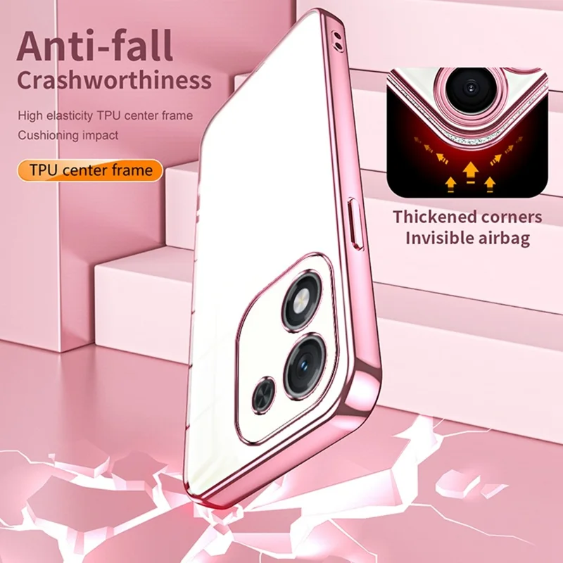 For Honor X70i Case Electroplating Frame Soft TPU Phone Cover - Pink