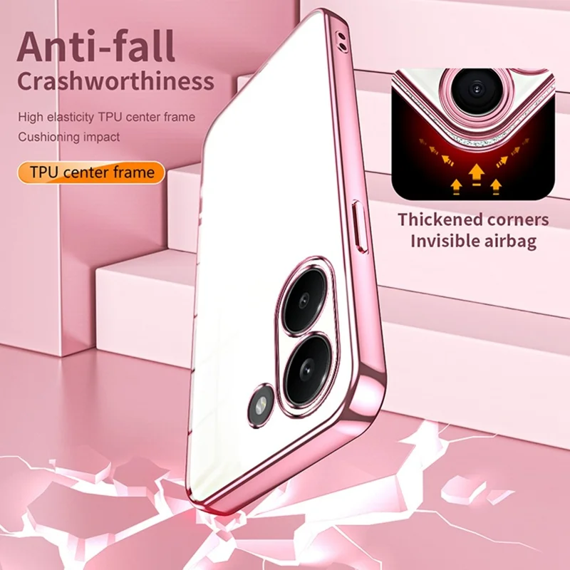 Case For Xiaomi Poco X8 Pro 5G  /  Redmi Turbo 5 5G Electroplating Frame Soft TPU Phone Cover - Pink